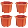 NEO STAR Square Modern Design Durable Plastic Plant Pot with Plate Pack of 4