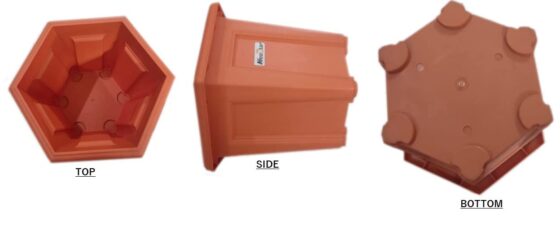 NEO STAR Square Modern Design Durable Plastic Plant Pot with Plate Pack of 4