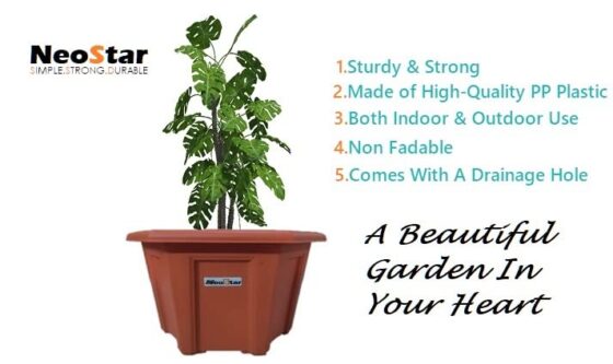 NEO STAR Square Modern Design Durable Plastic Plant Pot with Plate Pack of 4