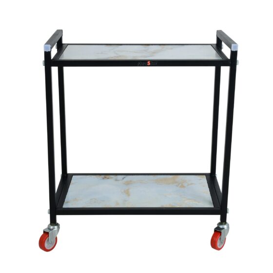 NEO STAR Metal and Wooden Battery Inverter Trolley/Stand with 2.5 Inch Heavy Wheels (Black and White)