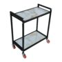 NEO STAR Metal and Wooden Battery Inverter Trolley/Stand with 2.5 Inch Heavy Wheels (Black and White)