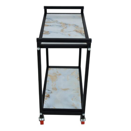 NEO STAR Metal and Wooden Battery Inverter Trolley/Stand with 2.5 Inch Heavy Wheels (Black and White)