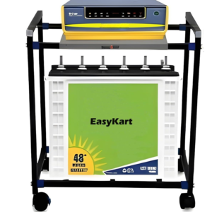 NEOSTAR Metal Inverter Trolley Stand with Black Lock Wheels, Movable Rack,70 Kg Capacity