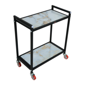 NEO STAR Metal and Wooden Battery Inverter Trolley/Stand with 2.5 Inch Heavy Wheels (Black and White) | Movable Rack | Load Capacity 90 kg | Single Battery and Inverter Stand for Home/Office