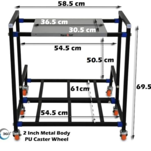 NEOSTAR 2-Tier Metal UPS Stand/Trolley for Two Batteries and Inverter for Home and Office I Load Capacity 150 kg I Double Battery Metal Inverter Trolley/Stand (Goldy) with 2 Inch Wheels I