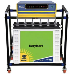 NEOSTAR 2-Tier Metal UPS Stand/Trolley for Two Batteries and Inverter for Home and Office I Load Capacity 150 kg I Double Battery Metal Inverter Trolley/Stand (Goldy) with 2 Inch Wheels I