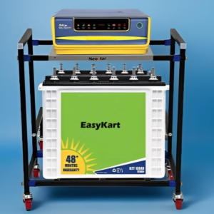 NEOSTAR Double Battery Heavy Metal Inverter Trolley/Stand with 2.5 Inch Wheels (GOLDSTAR) I 2-Tier Metal UPS Stand/Trolley for Two Batteries and Inverter for Home and Office I Load Capacity 170 kg