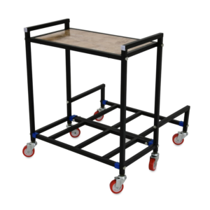 NEOSTAR 2-Tier Wooden Top Metal UPS Stand/Trolley for Two Batteries and Inverter for Home and Office I Load Capacity 160 kg I Double Battery Inverter Stand with 2.5 Inch Wheels.